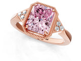 Rose gold Fancy Pink Radiant  Halo Diamond Ring with Tapered Band and Four-Prong Setting_4