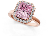 Rose gold Fancy Pink Radiant  Halo Diamond Solitaire with Pavé Band and Four-Prong Setting_91