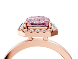 Rose gold Fancy Pink Radiant  Halo Diamond Solitaire with Pavé Band and Four-Prong Setting_94