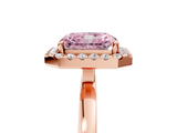 Rose gold Fancy Pink Radiant  Halo Diamond Solitaire with Pavé Band and Four-Prong Setting_95