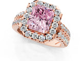 Rose gold Fancy Pink Radiant  Halo Diamond Split Shank Engagement Ring with Prong Setting_76