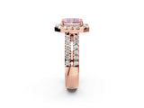 Rose gold Fancy Pink Radiant  Halo Diamond Split Shank Engagement Ring with Prong Setting_77