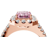 Rose gold Fancy Pink Radiant  Halo Diamond Split Shank Engagement Ring with Prong Setting_79