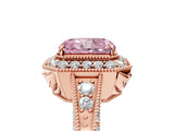 Rose gold Fancy Pink Radiant  Halo Diamond Split Shank Ring with Milgrain Detail_54