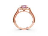 Rose gold Fancy Pink Radiant  Halo Milgrain Pave Diamond Ring with Four-Prong Setting 4