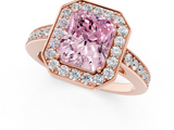 Rose gold Fancy Pink Radiant  Halo Pavé Diamond Engagement Ring with Bezel Setting_21