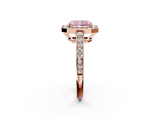 Rose gold Fancy Pink Radiant  Halo Pavé Diamond Engagement Ring with Bezel Setting_22