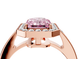 Rose gold Fancy Pink Radiant  Halo Pavé Diamond Engagement Ring with Bezel Setting_24