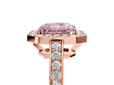 Rose gold Fancy Pink Radiant  Halo Pavé Diamond Engagement Ring with Bezel Setting_25