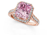 Rose gold Fancy Pink Radiant  Halo Pavé Diamond Engagement Ring with Four-Prong Setting_27