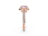 Rose gold Fancy Pink Radiant  Halo Pavé Diamond Engagement Ring with Four-Prong Setting_28