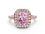 Rose gold Fancy Pink Radiant  Halo Pavé Diamond Engagement Ring with Four-Prong Setting_3