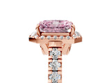 Rose gold Fancy Pink Radiant  Halo Pavé Diamond Engagement Ring with Four-Prong Setting_31