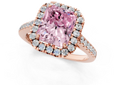 Rose gold Fancy Pink Radiant  Halo Pavé Diamond Engagement Ring with Four-Prong Setting_4
