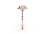 Rose gold Fancy Pink Radiant  Halo Pavé Diamond Engagement Ring with Four-Prong Setting_5