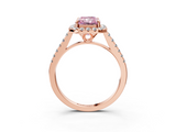 Rose gold Fancy Pink Radiant  Halo Pavé Diamond Engagement Ring with Four-Prong Setting_6