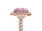 Rose gold Fancy Pink Radiant  Halo Pavé Diamond Engagement Ring with Four-Prong Setting_8