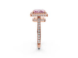 Rose gold Fancy Pink Radiant  Halo Pave Band Solitaire Ring with Prong Setting_67