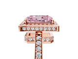 Rose gold Fancy Pink Radiant  Halo Pave Band Solitaire Ring with Prong Setting_70