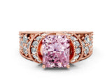 Rose gold Fancy Pink Radiant  Halo Pave Diamond Engagement Ring with Milgrain Detailing_50