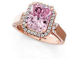Rose gold Fancy Pink Radiant  Halo Pave Split Shank Prong Setting Ring_28