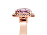 Rose gold Fancy Pink Radiant  Halo Pave Split Shank Prong Setting Ring_32