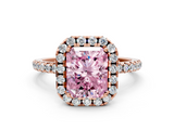 Rose gold Fancy Pink Radiant  Halo Round Diamond Pavé Band Four-Prong Ring_3