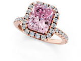 Rose gold Fancy Pink Radiant  Halo Round Diamond Pavé Band Four-Prong Ring_4
