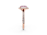 Rose gold Fancy Pink Radiant  Halo Round Diamond Pavé Band Four-Prong Ring_5