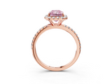 Rose gold Fancy Pink Radiant  Halo Round Diamond Pavé Band Four-Prong Ring_6
