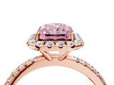 Rose gold Fancy Pink Radiant  Halo Round Diamond Pavé Band Four-Prong Ring_7