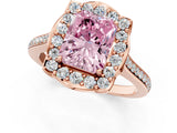 Rose gold Fancy Pink Radiant  Halo Round Diamond Pave Band with Four-Prong Setting_39
