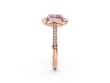 Rose gold Fancy Pink Radiant  Halo Round Diamond Pave Band with Four-Prong Setting_40