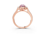 Rose gold Fancy Pink Radiant  Halo Round Diamond Pave Band with Four-Prong Setting_41