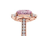 Rose gold Fancy Pink Radiant  Halo Round Diamond Pave Band with Four-Prong Setting_43