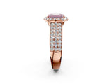 Rose gold Fancy Pink Radiant  Halo Round Diamond Pave Band with Prong Setting 3