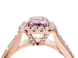 Rose gold Fancy Pink Radiant  Halo Round Diamond Pave Band with Prong Setting 5