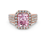 Rose gold Fancy Pink Radiant  Halo Round Diamond Pave Band with Prong Setting_38