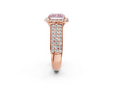 Rose gold Fancy Pink Radiant  Halo Round Diamond Pave Band with Prong Setting_40