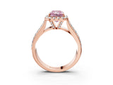 Rose gold Fancy Pink Radiant  Halo Round Diamond Pave Band with Prong Setting_41
