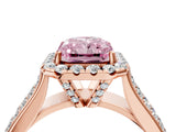 Rose gold Fancy Pink Radiant  Halo Round Diamond Pave Band with Prong Setting_42
