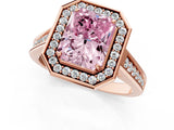 Rose gold Fancy Pink Radiant  Halo Solitaire Diamond Ring with Pave Band and Bezel Setting_50