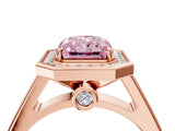 Rose gold Fancy Pink Radiant  Halo Solitaire Diamond Ring with Pave Band and Bezel Setting_53