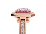 Rose gold Fancy Pink Radiant  Halo Solitaire Diamond Ring with Pave Band and Bezel Setting_54