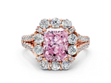 Rose gold Fancy Pink Radiant  Halo Split Shank Diamond Engagement Ring with Pave Band and Four-Prong Setting_54