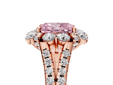 Rose gold Fancy Pink Radiant  Halo Split Shank Diamond Engagement Ring with Pave Band and Four-Prong Setting_59