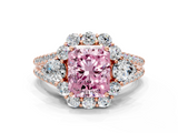 Rose gold Fancy Pink Radiant  Halo Split Shank Diamond Engagement Ring with Prong Setting_20