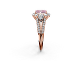 Rose gold Fancy Pink Radiant  Halo Split Shank Diamond Engagement Ring with Prong Setting_22