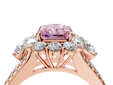 Rose gold Fancy Pink Radiant  Halo Split Shank Diamond Engagement Ring with Prong Setting_24