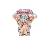 Rose gold Fancy Pink Radiant  Halo Split Shank Diamond Engagement Ring with Prong Setting_25